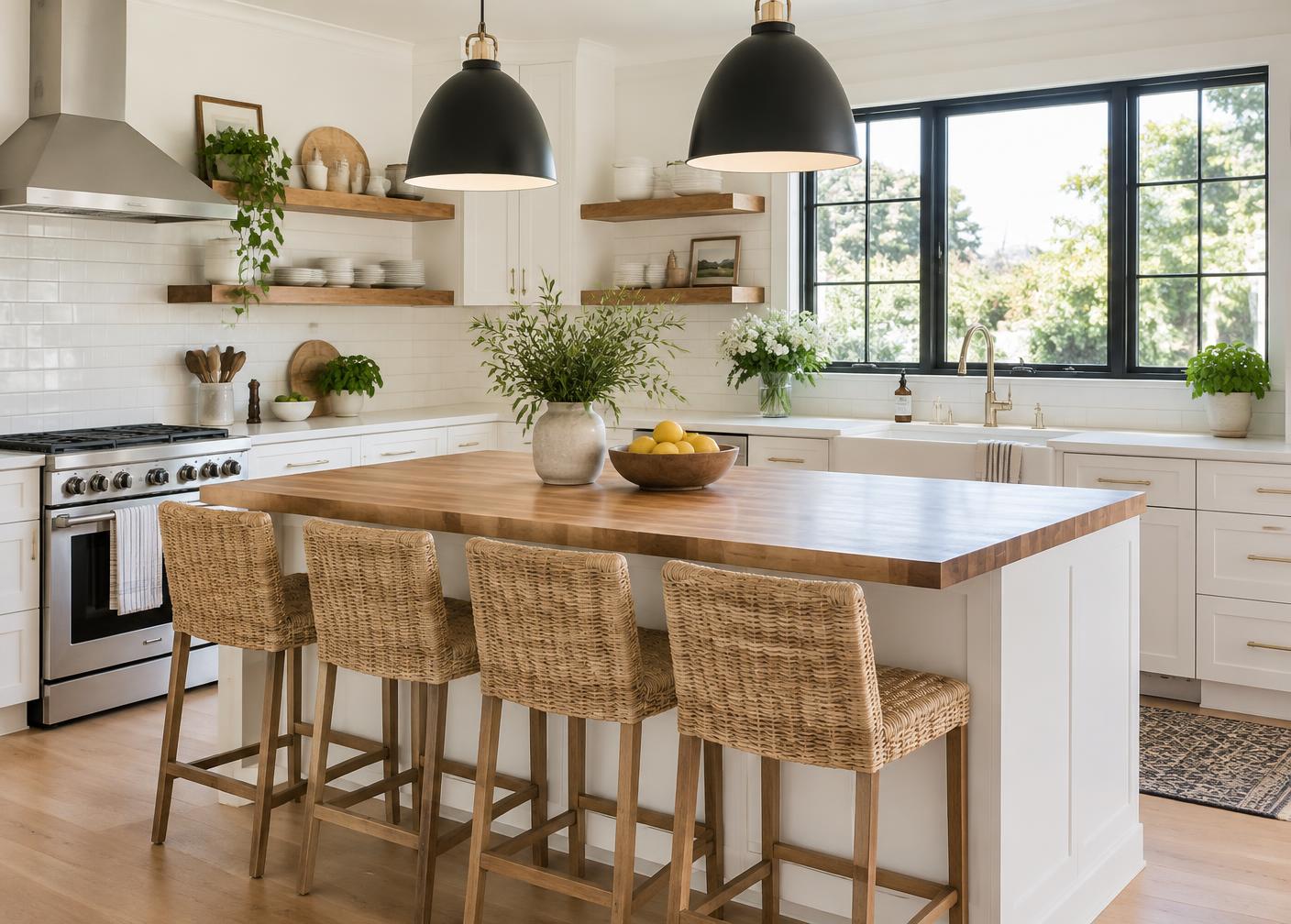 Bright, stocked kitchen prepared for a midterm rental guest